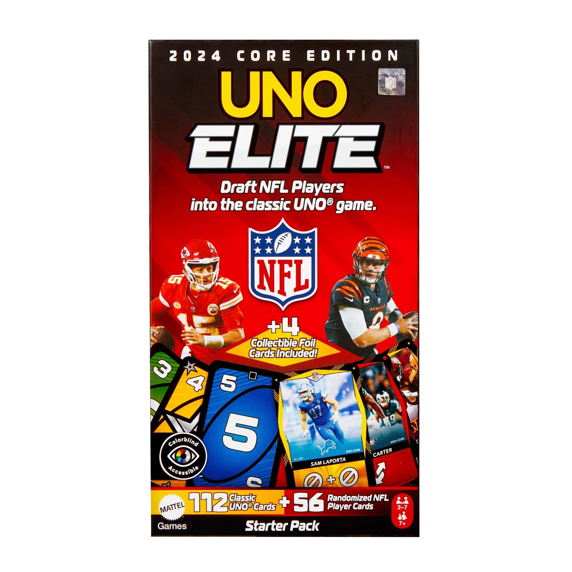 product box with nfl players on uno cards