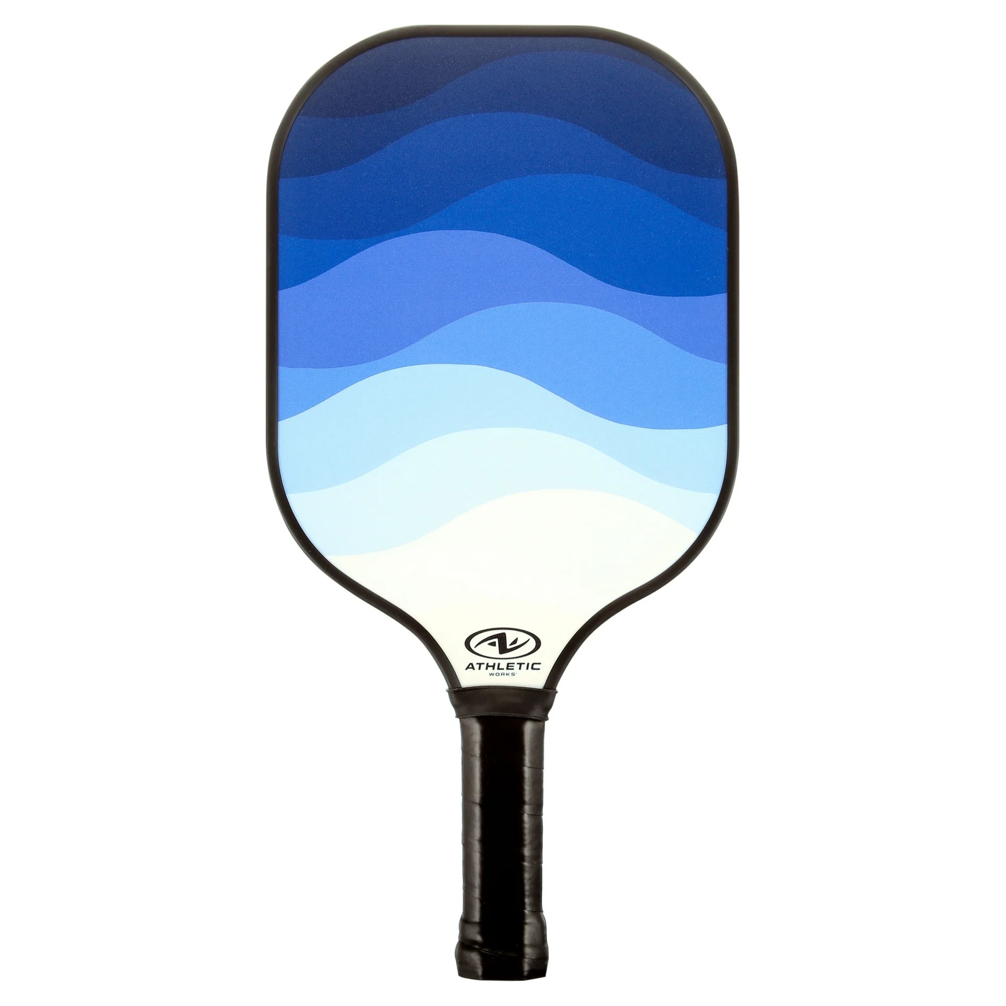 blue swirl patterned pickleball paddle