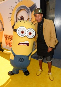 UNIVERSAL CITY, CA - JUNE 22:  Recording artist Pharrell Williams (R) arrives at the premiere of Universal Pictures' "Despicable Me 2" at Gibson Amphitheatre on June 22, 2013 in Universal City, California.  (Photo by Mark Davis/Getty Images)