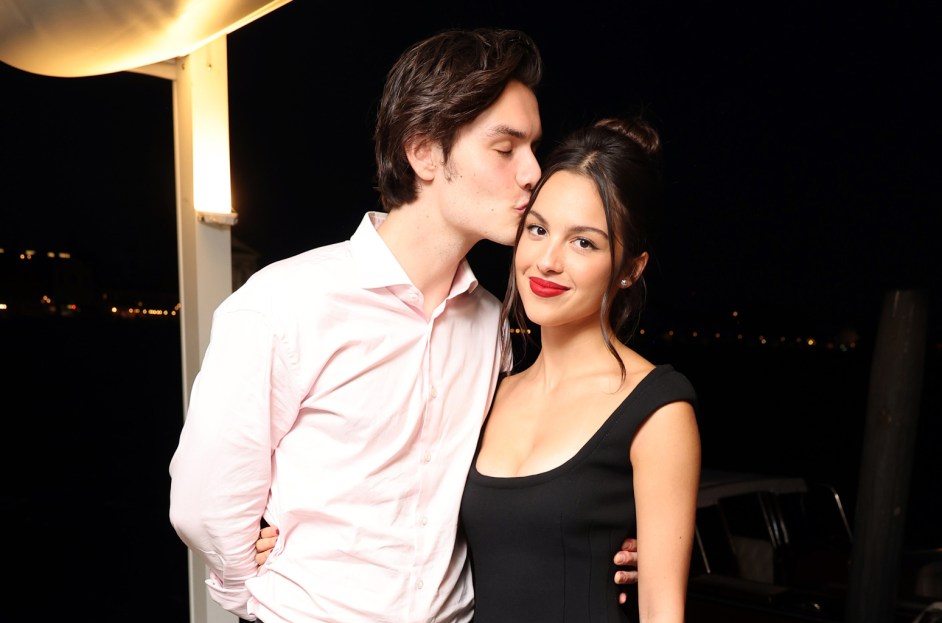 Louis Partridge (L) and Olivia Rodrigo