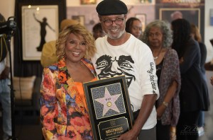 Thelma Houston and Harold Brown at the Thelma Houston Exhibit at the African American Cultural Center of Long Beach.