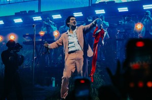 Bad Bunny performs onstage during night 1 of Bad Bunny: "No Me Quiero Ir De Aqui" Residencia En El Choli at Coliseo de Puerto Rico José Miguel Agrelot on July 11, 2025 in San Juan, Puerto Rico.