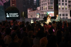 Laufey, Peter Asher at The Drop: Laufey – A Special Benefit Program at The GRAMMY Museum L.A. Live on August 20, 2025 in Los Angeles, California.