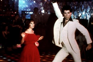 Karen Lynn Gorney and John Travolta in Saturday Night Fever, 1977