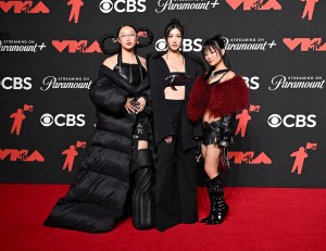Audrey Nuna, Ejae, and Rei Ami at the MTV Video Music Awards 2025 held at UBS Arena on September 07, 2025 in New York, New York.