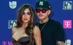 Venezuelan personality Isabella Ladera (L) and Colombian singer Beéle arrive for Univision's 37th Premio Lo Nuestro at the Kaseya Center in Miami, Florida, on February 20, 2025.