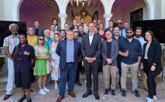 Paul Rennie OBE, British Consul General in Los Angeles, stands front and center alongside Chris Tams of the BPI (to his right), joined by LA Sync Mission delegates at the Consul General’s Reception.