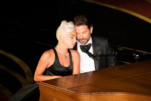 Lady Gaga and Bradley Cooper perform "Shallow" at the Oscars on February 24, 2019, in Hollywood, CA.