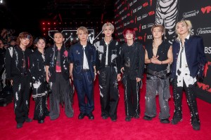 Mizuki, Takeru, Neo, Yuga, Reia, Tsubasa, Ryota, Souma of ONE OR EIGHT at the MTV Video Music Awards 2025 held at UBS Arena on September 07, 2025 in New York, New York.