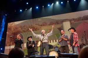 John Mellencamp, Willie Nelson, Pete Seeger, Dave Matthews, and Neil Young perform at Farm Aid at Saratoga Performing Arts Center, Saratoga Springs, New York, September 21, 2013.